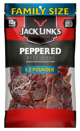 Vista 2 de Jack Link's Bocadillos de carne con sabor a carne seca con pimienta y sabor teriyaki (bolsa de 1/2 libra + 5 bolsas de 0.625 onzas) – Carne de res