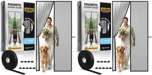 Vista 7 de AUGO Puerta de garaje con cierre magnético – Puerta mosquitera de garaje para 1 coche desplegable – Malla magnética para puerta – Parte inferior