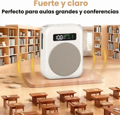 Vista 6 de Amplificador de voz con micrófono lavalier Bluetooth, amplificador Bluetooth para profesor, amplificador de voz portátil, sistema de micrófono