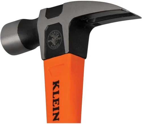Vista 14 de Klein Tools H80820 Martillo de garra recta, 20 onzas, mango de agarre antideslizante de fibra de vidrio con orificio de sujeción, 13 pulgadas