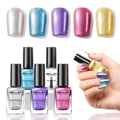 Vista 20 de GELLEN Juego de Esmalte de Uñas en 4 Colores Negro, Blanco, Gris & Base y Capa Superior, Esmalte de Uñas de Tendencia Otoño/Invierno Negro, Blanco