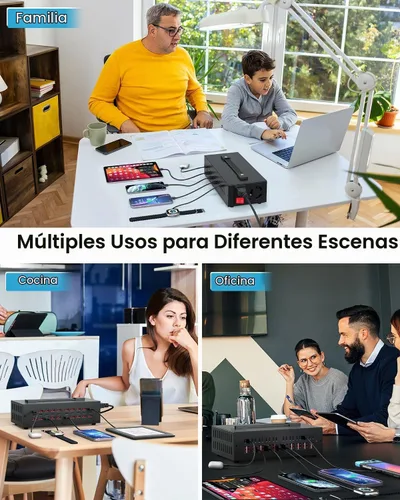 Vista 7 de Estación de carga USB~c de 300W, bloque de cargador USB de 40 puertos (20 USB A y 20 USB~C), estación de carga rápida para múltiples dispositivos