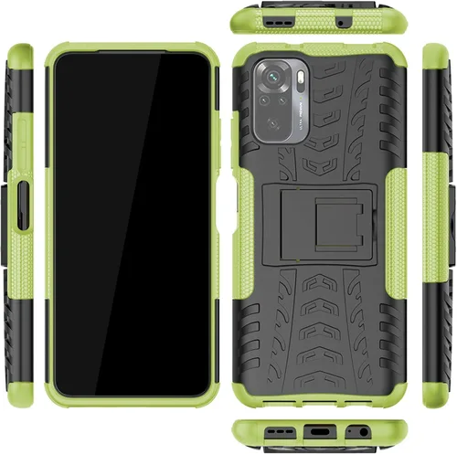 Vista 3 de Asuwish Funda de teléfono para Xiaomi Redmi Note 10/10S 4G con protector de pantalla de vidrio templado y soporte delgado híbrido resistente