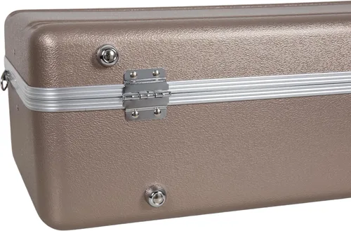 Vista 7 de Crossrock Funda para saxofón alto de ABS – Acabado champagne rectangular, interior de terciopelo burdeos, cerradura de seguridad y correa desmontable