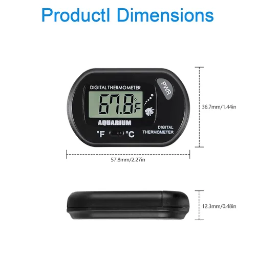 Vista 5 de Termómetro de acuario LCD digital para pecera, con sonda de sensor resistente al agua y ventosa para incubadoras de tortugas, termómetro de agua