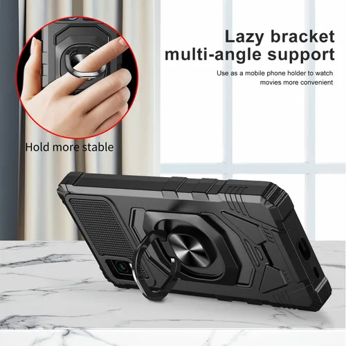 Vista 5 de Compatible con Cricket Debut Smart Case (2022) con protector de pantalla de vidrio templado, protector de cuerpo completo [grado militar], soporte