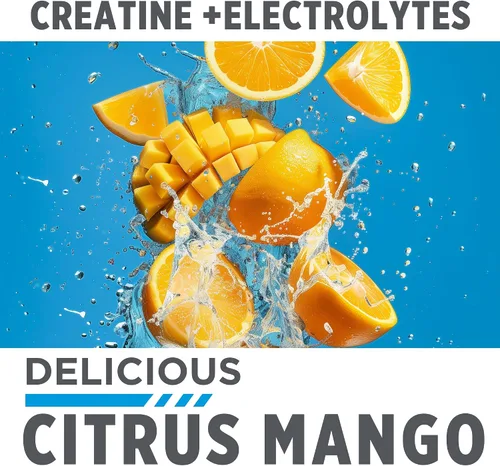Vista 4 de CON-CRET Creatina HCl + Hidratación Tina de polvo de electrolitos Mango cítrico Electrolitos sin azúcar Fórmula de rehidratación