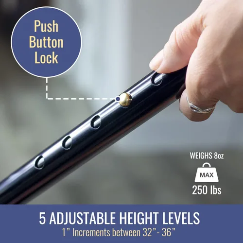 Vista 3 de DMI - Bastón plegable ajustable con mango ergonómico, ligero, resistente y soporta hasta 250 libras, ideal para viajes, bastón para caminar, bronce
