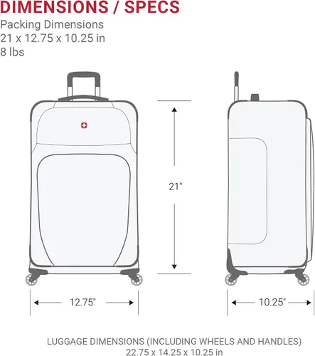 Vista 7 de SwissGear - Equipaje suave expandible Sion con ruedas, Negro
