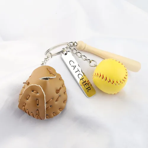 Vista 5 de FEELMEM Llavero de softbol para jugadores de sóftbol, regalo de entrenador de béisbol, regalo de joyería para el día del juego, regalo de joyería