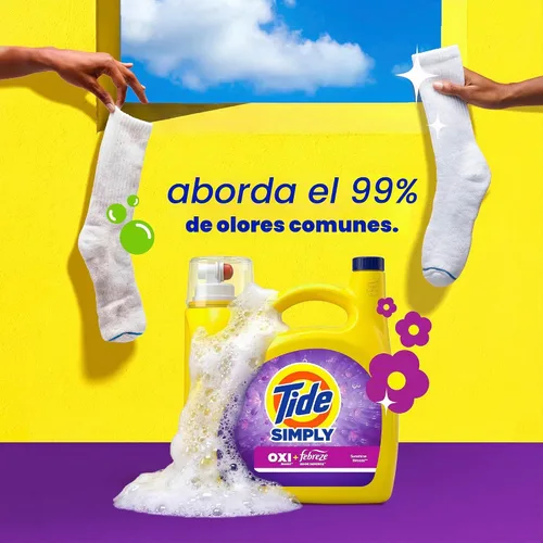 Vista 2 de Tide Simply All-In-One, detergente líquido para ropa sucia con aroma a flor de saúco, 89 cargas, 117 onzas líquidas