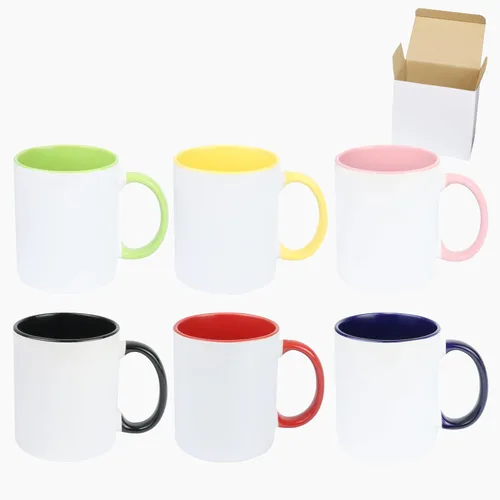 Vista 13 de Taza de café de cerámica de 11.0 onzas para sublimación, embalada en caja blanca