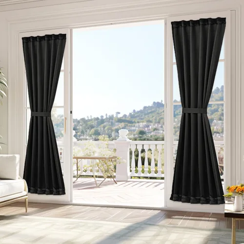 Vista 55 de Vatge Cortinas laterales autoadhesivas para puertas de cristal, sin taladro, extraíble, panel de filtrado de luz, 1 panel, 12 pulgadas de ancho x 60