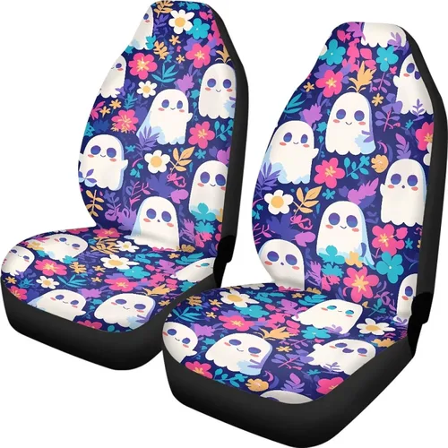 Vista 10 de Funda de asiento de automóvil con margaritas bohemias, diseño hippy arcoíris, margarita, flores, antideslizante, SUV, sedán, furgoneta, protector