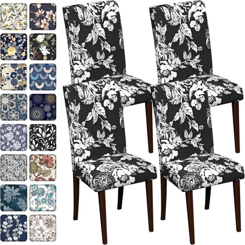 Vista 36 de Fundas para sillas de comedor CoSofSLIP, juego de 2, fundas estampadas elásticas antideslizantes, fundas extraíbles y lavables para sillas