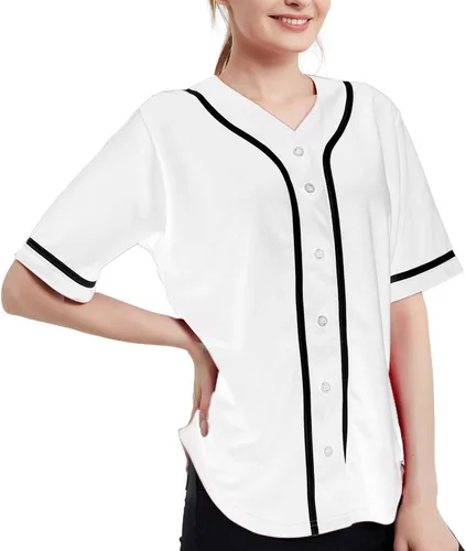 Vista 2 de TopTie Camiseta de béisbol para mujer, hipster, con botones