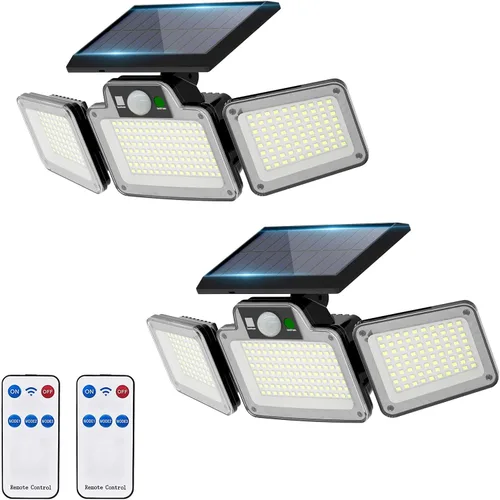 Vista 7 de JumJam 280 Reflectores LED Solares de Seguridad, Luces Solares para Exteriores con Sensor de Movimiento, Reflectores con Control Remoto