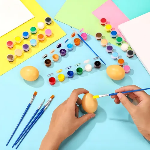 Vista 5 de Timgle - Juego de 560 piezas de pintura acrílica, juego de 40 unidades, 12 colores, tiras de pintura lavables, 40 pinceles planos, 40 pinceles