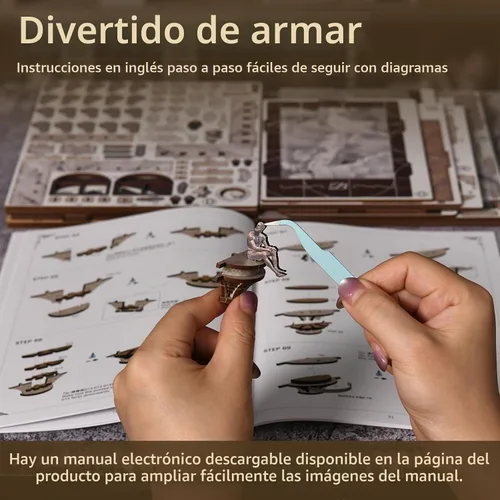 Vista 7 de Bernini's - Kit de rincón de libro para taller, taller, casa en miniatura Rompecabezas de madera 3D, decoración de inserción de estantería