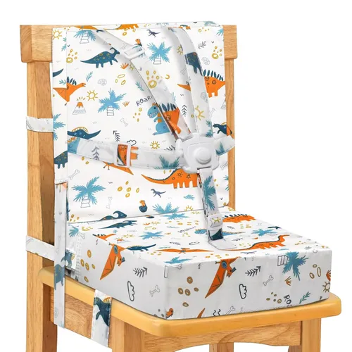 Vista 9 de Asiento elevador para niños pequeños para mesa de comedor, hebilla de seguridad ajustable, asiento elevador para niños con respaldo, PU impermeable