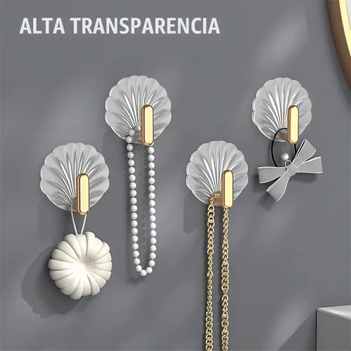 Vista 6 de Ganchos de pared decorativos adhesivos resistentes, paquete de 4