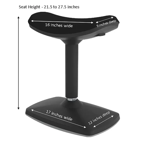 Vista 3 de Learniture Taburete de movimiento activo de altura ajustable con asiento de silla de montar - asiento flexible para aula escolar, oficina o hogar