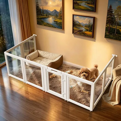 Vista 56 de FXW AuraSpace - Cerca acrílica para perros pequeños, para interiores, 24 pulgadas, 2 paneles, incluye 1 puerta y 1 panel, color negro