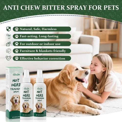 Vista 5 de Aerosol sin masticar para perros, paquete de 2 unidades de 3.4 fl oz, spray de manzana amarga para dejar de masticar, lamer, morder muebles