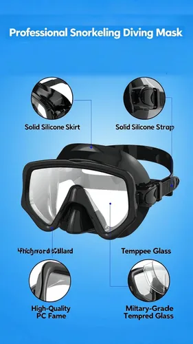 Vista 3 de Equipo de esnórquel para adultos, juego de esnórquel seco máscara de buceo, vista panorámica de 180°, equipo de esnórquel profesional, máscara