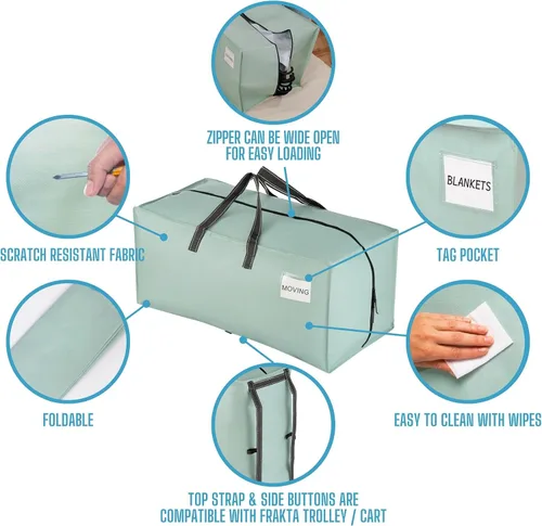Vista 93 de VENO Paquete de 6 bolsas de mudanza resistentes con correas de mochila, cremalleras y asas, bolsas de embalaje extragrandes para artículos