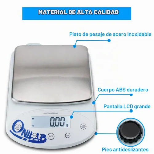 Vista 4 de ONiLAB Balanza analítica de laboratorio, 5000 x 0.00 oz (11 x 0.00002 libras) 0.00 oz de alta precisión báscula electrónica LCD pantalla científica