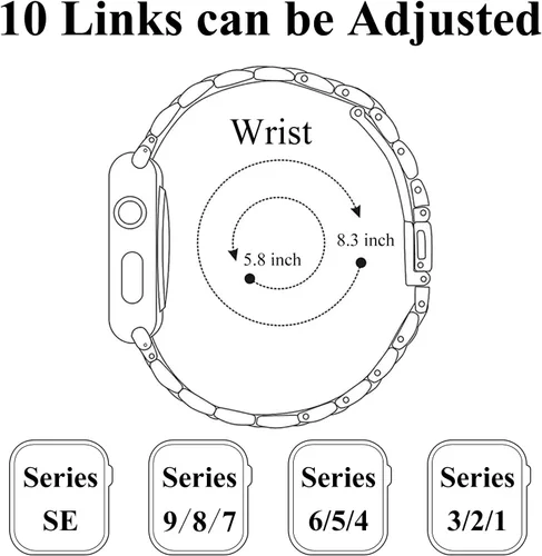 Vista 5 de Correa para Apple Watch de 1.496 pulgadas, 1.575 pulgadas, 1.614 pulgadas, 1.654 pulgadas, 1.732 pulgadas, 1.772 pulgadas, con cubierta facial