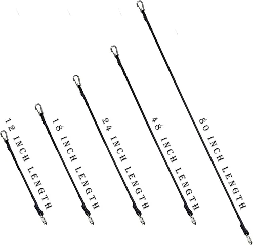 Vista 2 de Cuerdas elásticas con ganchos, cuerda elástica ligera (18 pulgadas x 4 unidades, color negro)