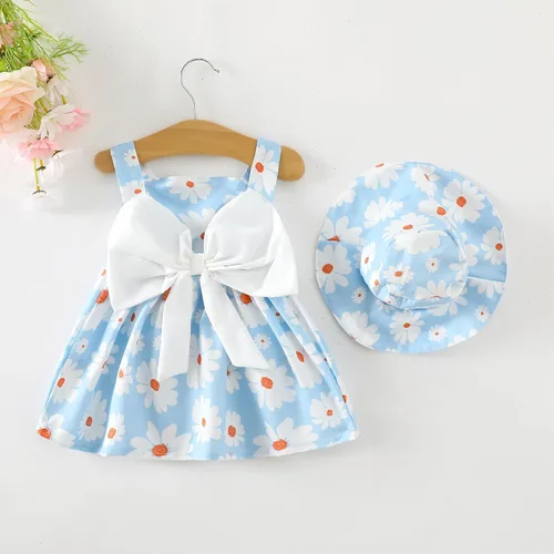 Vista 4 de Vestido para bebé recién nacida niña pequeña Vestido para niña pequeña de cuello halter sin mangas con flores Vestido de verano para niña de espalda