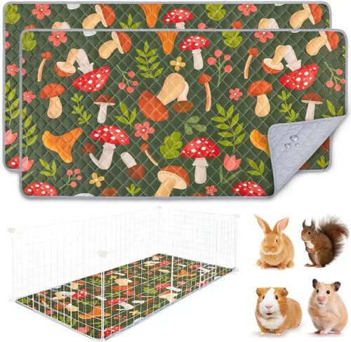 Vista 20 de 2 paquetes de ropa de cama para conejillo de indias, forro lavable para jaula de conejillo de indias, tapete reutilizable para conejillo de indias