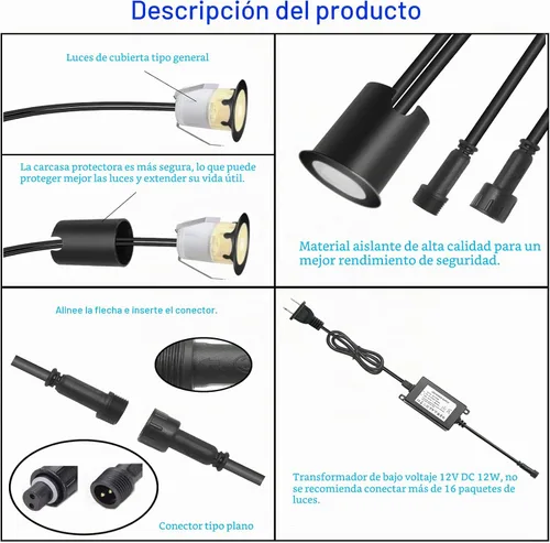 Vista 6 de Luces de cubierta con fotocélula y carcasa protectora Φ1.18 Blanco cálido