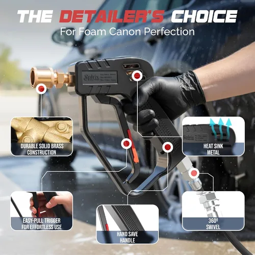 Vista 7 de Pistola de lavado a presión – Pistola de lavado de energía corta de 4000 PSI con giro de 360°, conexión rápida de 3/8 pulgadas, mango