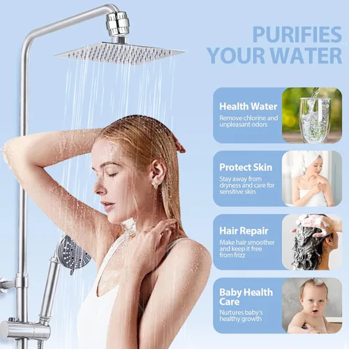 Vista 3 de Paquete de 3 cartuchos de repuesto para filtro de ducha, filtro de ducha de 20 etapas para agua dura, compatible con cualquier diseño similar
