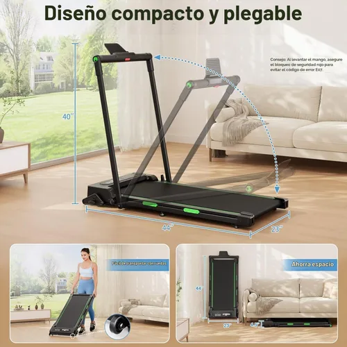 Vista 6 de THERUN Walking Pad with Handle Bar, 2 in 1 Under Desk Portable Treadmill Verde