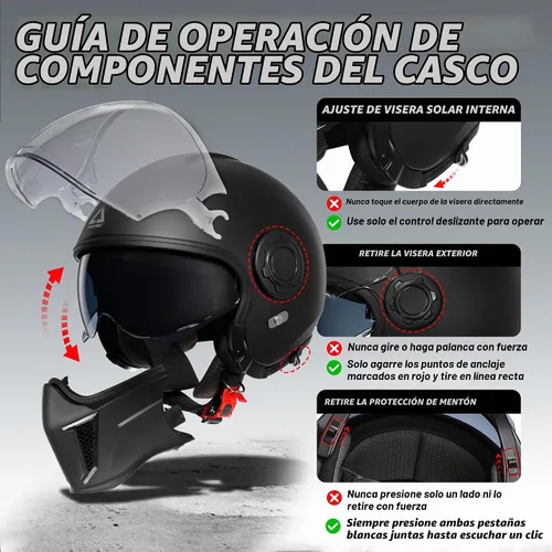 Vista 4 de TRIANGLE Casco de motocicleta convertible de cara completa aprobado por DOT Negro
