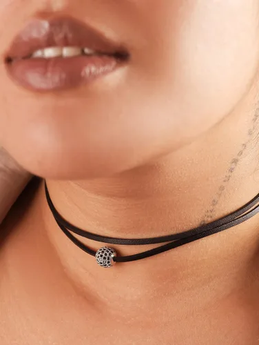 Vista 3 de Sacina Gargantilla gótica hippie con anillo en O, gargantilla de piel sintética negra, gargantilla negra, gargantilla gótica bohemia, regalo