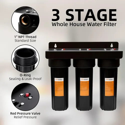 Vista 4 de Sistema de filtro de agua para caravanas, accesorios de latón sin fugas, tres filtros incluidos reducen los sedimentos, filtro de agua