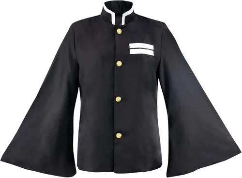 Vista 4 de DAZCOS Disfraz de kimono negro para hombre, anime japonés, con cinturón