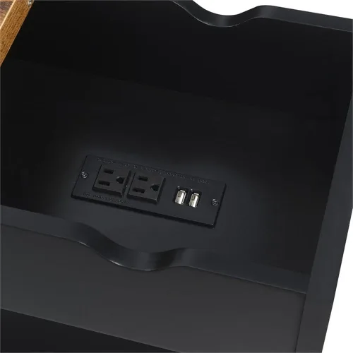 Vista 3 de Convenience Concepts Oxford - Mesa auxiliar abatible con estación de carga de 23.75 pulgadas, moderna mesa de sala de estar con puertos USB y tomas