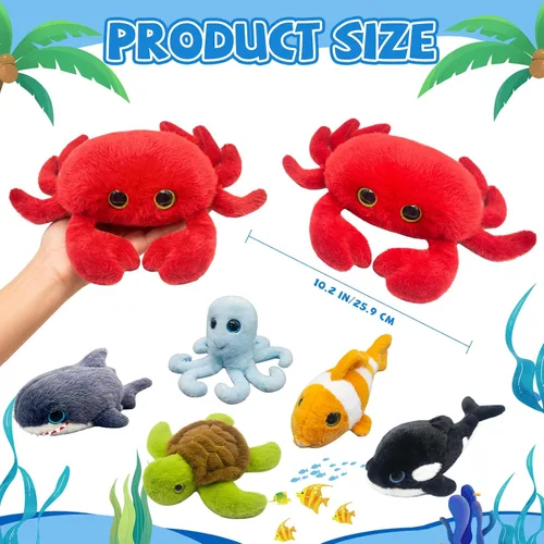 Vista 2 de 6 animales de peluche de animales marinos pequeños a granel, animales marinos, peluches suaves de animales marinos, lindos peluches de tortuga