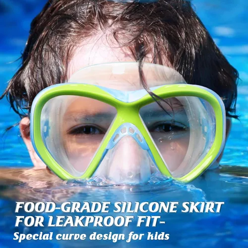 Vista 2 de ACQCES Gafas de natación para niños, máscara de buceo para niños y niñas de 5 a 15 años, gafas de natación antivaho de dos colores con cubierta
