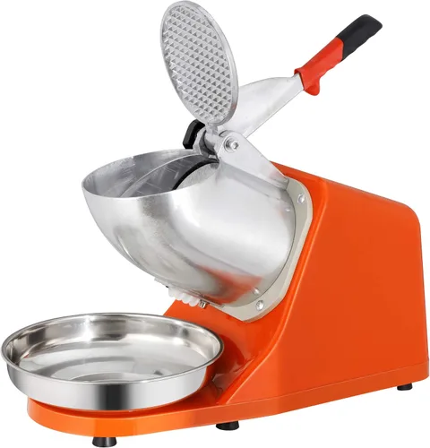 Vista 2 de Máquina de afeitar de hielo eléctrica de 300 W y máquina de cono de nieve Máquina de afeitar de hielo Trituradora de hielo 143 libras (naranja)
