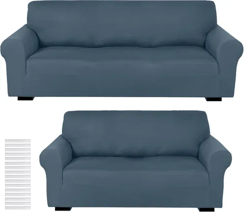 Vista 11 de Peryiter Juego de 2 fundas para sofá de dos plazas Fundas para muebles para sala de estar para sofá, sillón, ajuste elástico, a prueba de arrugas