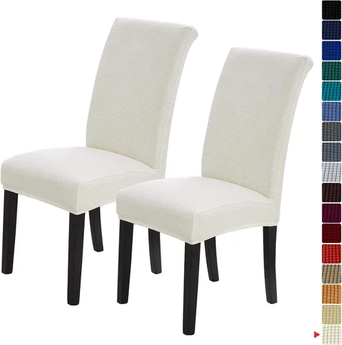 Vista 19 de Juego de 2 fundas para sillas de comedor, fundas elásticas para sillas de comedor, fundas para sillas de cocina de jacquard texturizadas, decoración