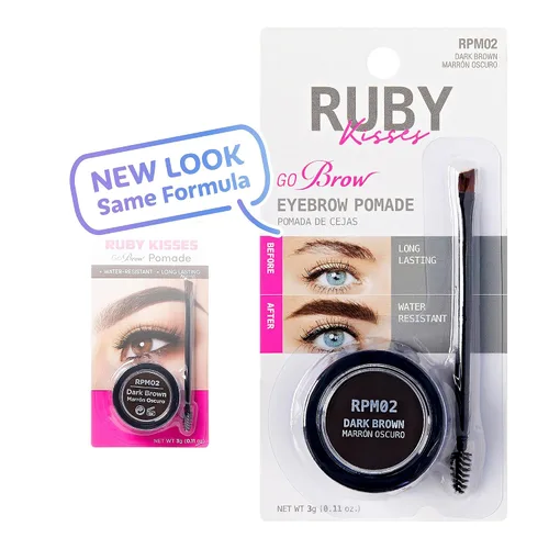 Vista 2 de Ruby Kisses Go Brow Pomada para cejas resistentes al agua de larga duración a prueba de manchas (marrón oscuro)
